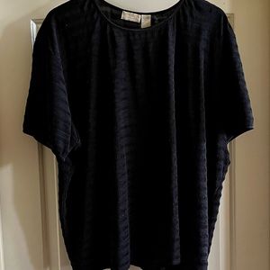 Elisabeth by Liz Claiborne Short Sleeved Scoop Neck Black Blouse